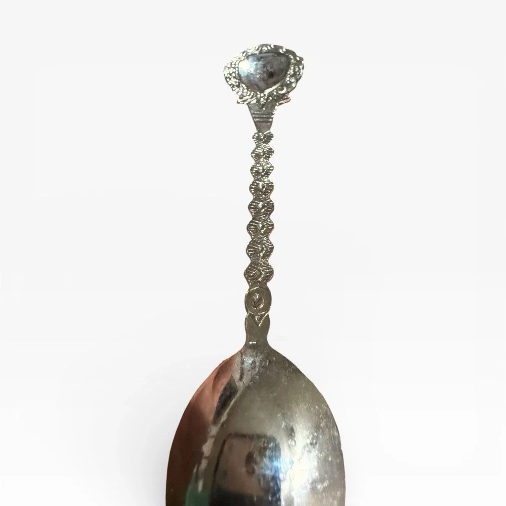 Vintage‎ Lake Tahoe Souvenir Spoon Enameled Scenic Top Map Scalloped Bowl USA